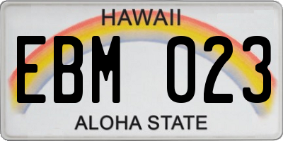 HI license plate EBM023