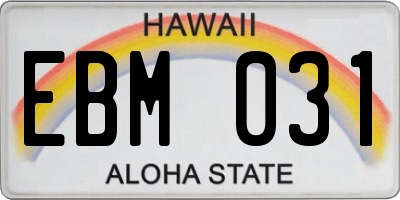 HI license plate EBM031