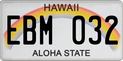 HI license plate EBM032