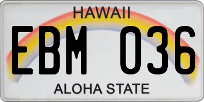 HI license plate EBM036