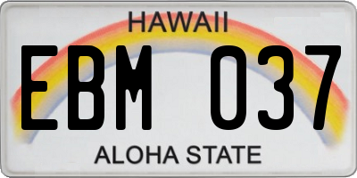 HI license plate EBM037