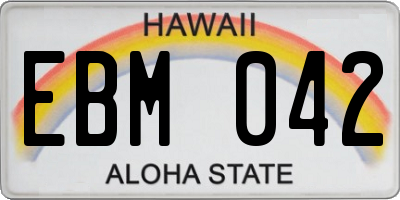 HI license plate EBM042
