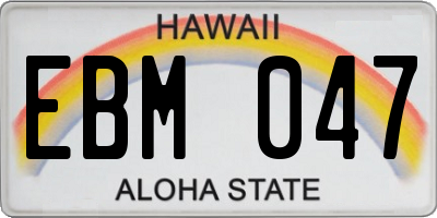 HI license plate EBM047