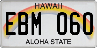 HI license plate EBM060