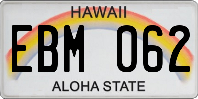 HI license plate EBM062
