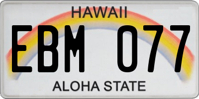 HI license plate EBM077