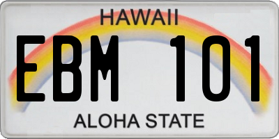 HI license plate EBM101