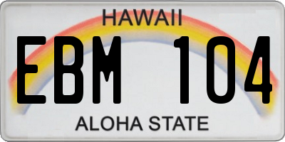 HI license plate EBM104