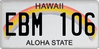 HI license plate EBM106
