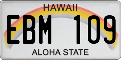 HI license plate EBM109