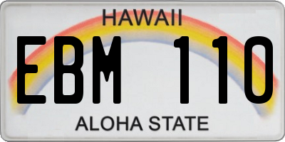 HI license plate EBM110