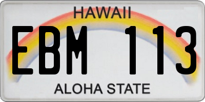 HI license plate EBM113