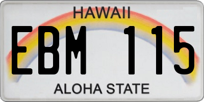 HI license plate EBM115