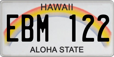 HI license plate EBM122