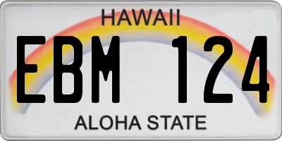 HI license plate EBM124