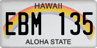 HI license plate EBM135