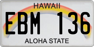 HI license plate EBM136
