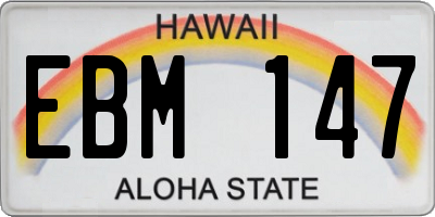 HI license plate EBM147