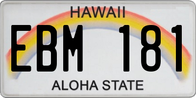 HI license plate EBM181