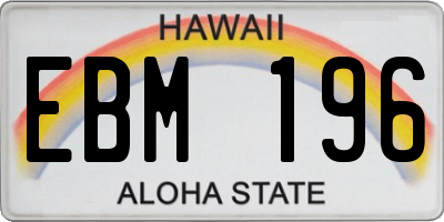 HI license plate EBM196