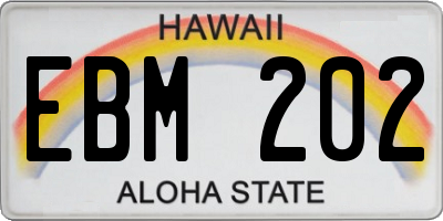 HI license plate EBM202