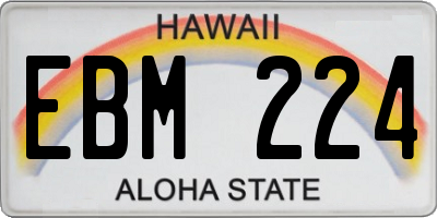 HI license plate EBM224