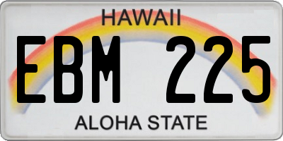 HI license plate EBM225