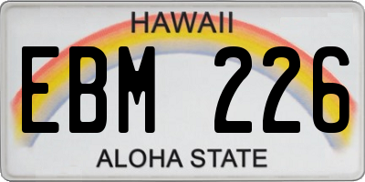 HI license plate EBM226