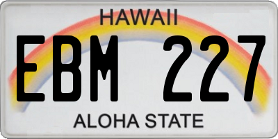 HI license plate EBM227