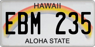 HI license plate EBM235