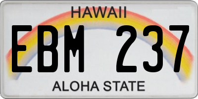 HI license plate EBM237