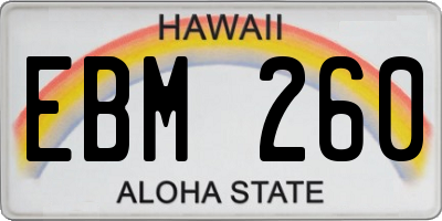 HI license plate EBM260