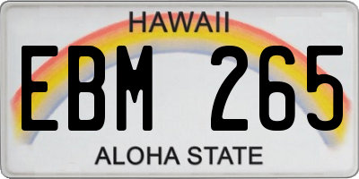 HI license plate EBM265
