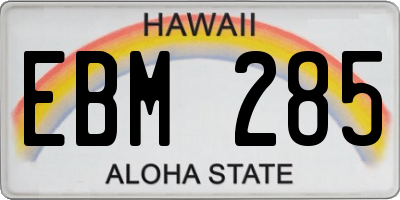 HI license plate EBM285