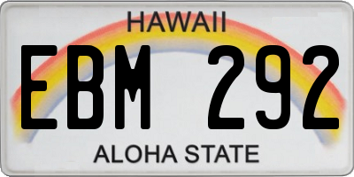 HI license plate EBM292