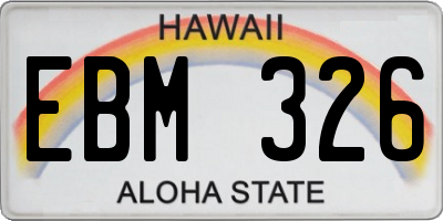 HI license plate EBM326