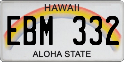 HI license plate EBM332