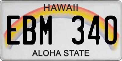 HI license plate EBM340