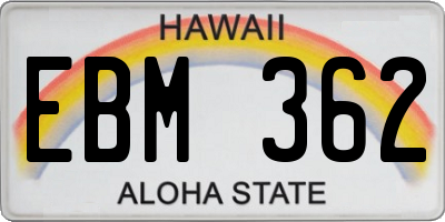 HI license plate EBM362