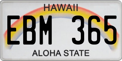 HI license plate EBM365