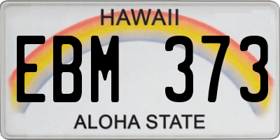 HI license plate EBM373