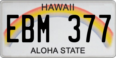 HI license plate EBM377