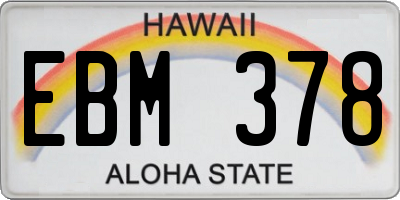 HI license plate EBM378