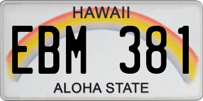 HI license plate EBM381