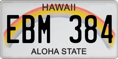 HI license plate EBM384
