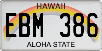 HI license plate EBM386