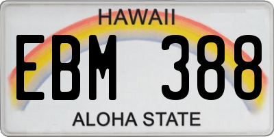 HI license plate EBM388