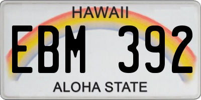 HI license plate EBM392