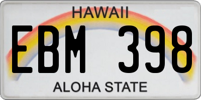 HI license plate EBM398