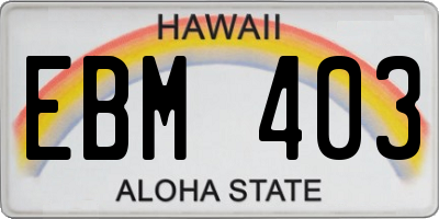 HI license plate EBM403